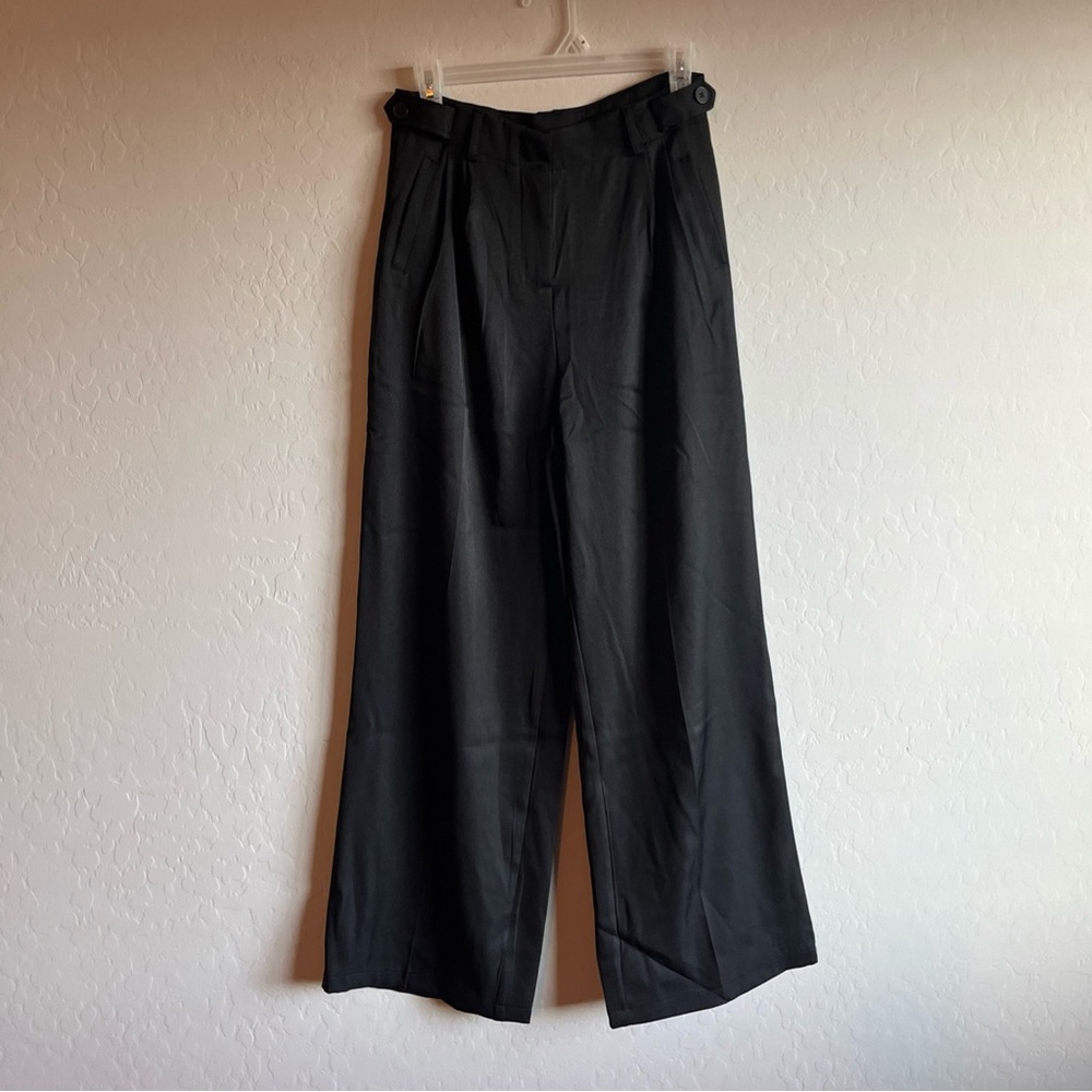Shein EZwear Women Size S/4 Lightweight pleated wide-leg high waist Black Pants